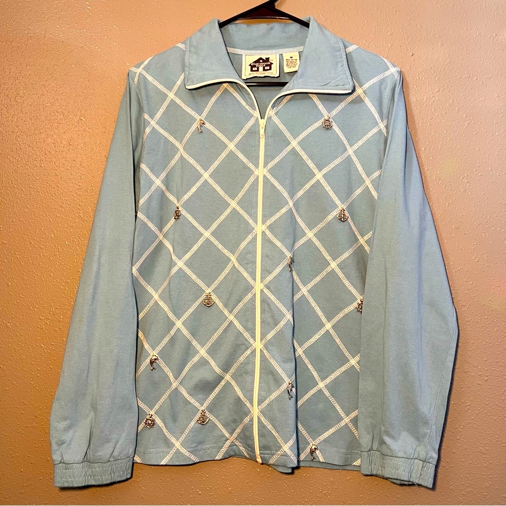 Storybook Knits Zip Up Sweatshirt Sailor Lake River 100% Cotton Size Medium